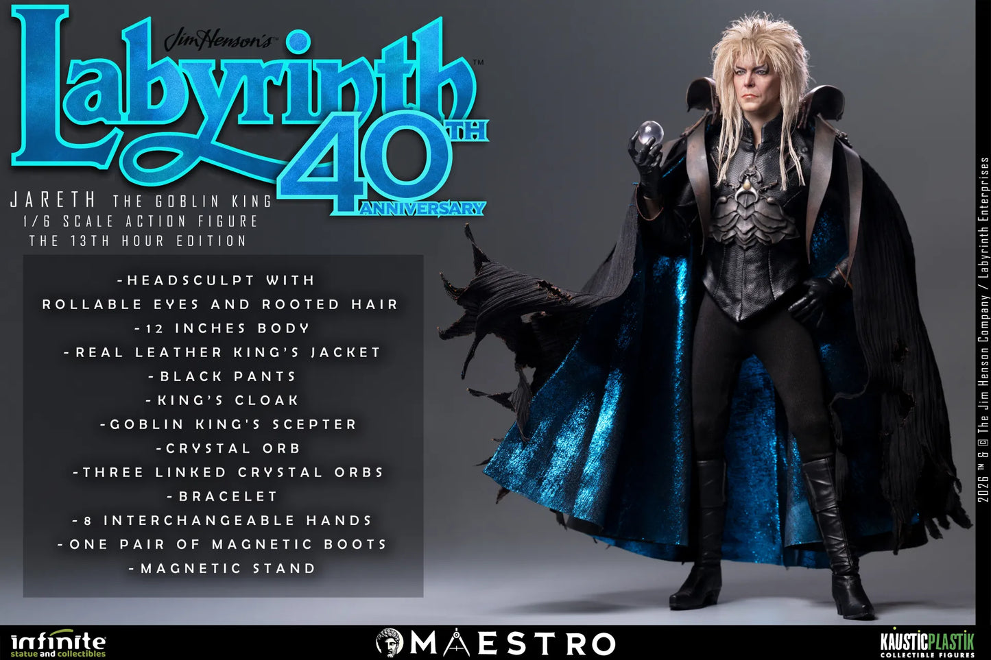 JARETH THE GOBLIN KING FIGURA 1/6 THE 13TH HOUR EDITION LABYRINTH 30 CM – KAUSTIC PLASTIK