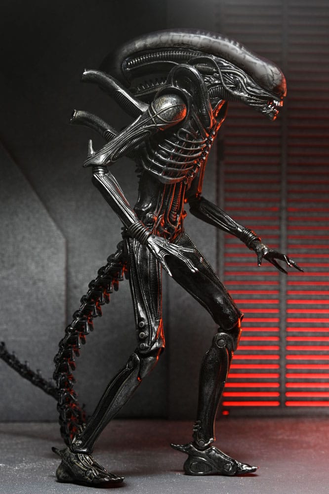 Figura completa del Xenomorph articulado en pose de ataque alien romulus xenomorph xx121 ultimate figura 18cm neca movie collectible.