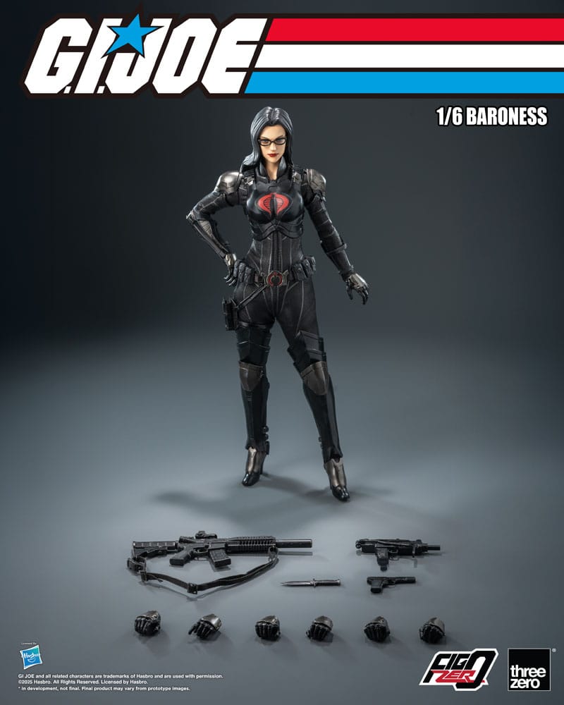 Detalle frontal de la figura Baroness de Threezero para coleccionistas.
