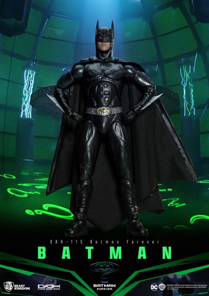 Figura Batman Forever articulada con traje brillante y capa de tela – Beast Kingdom 21 cm