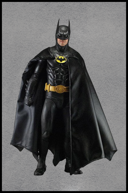 Figura de Batman 1989 de NECA escala 1/4 con traje negro y capa, versión Michael Keaton.