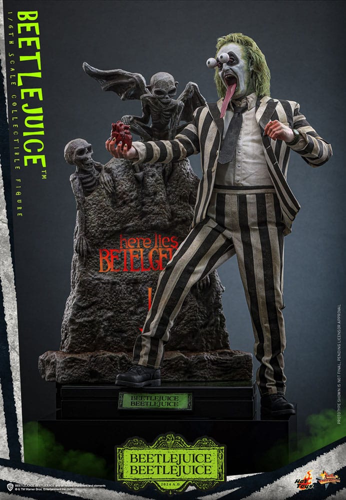 Cabezas intercambiables de Beetlejuice con peinados esculpidos y sistema de ojos móviles