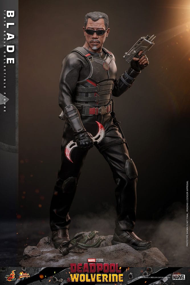 Detalle del rostro de Blade con esculpido realista y sistema rolling eyeballs.