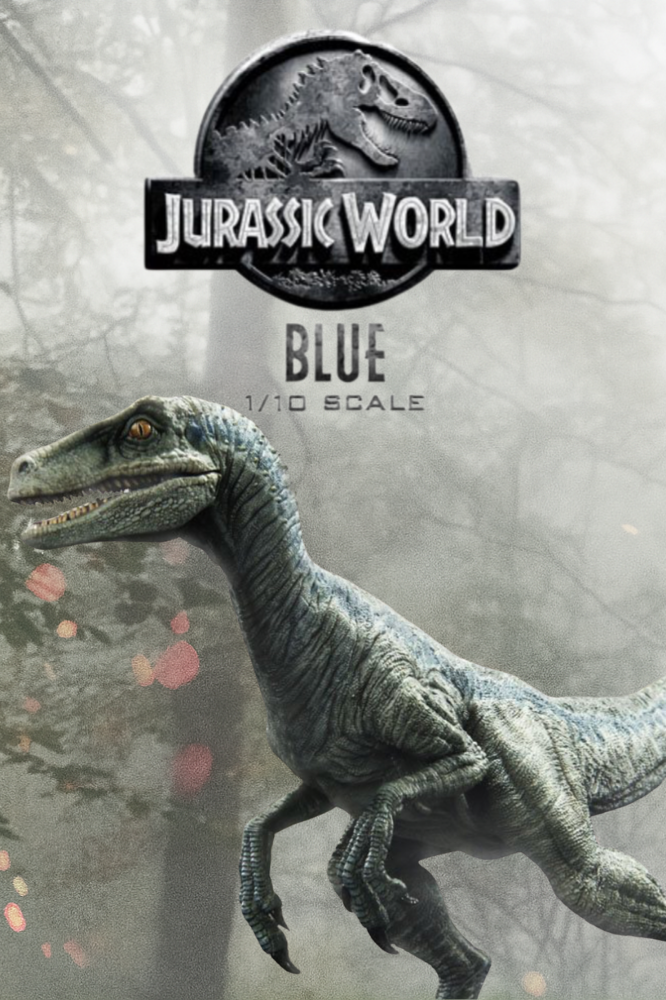 Estatua de Blue con la boca abierta de Jurassic World Prime 1 Studio vista frontal.