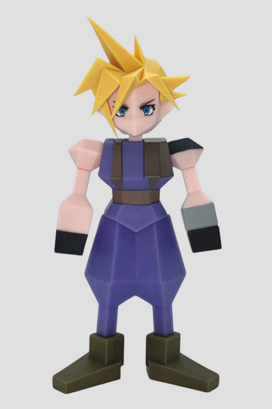 Figura Cloud Strife Final Fantasy VII Vinyl Polygon de 15 cm de Square Enix, diseño retro poligonal.