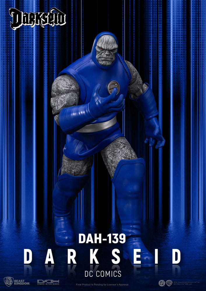 Figura coleccionista Darkseid con manos intercambiables y capa azul DC Comics
