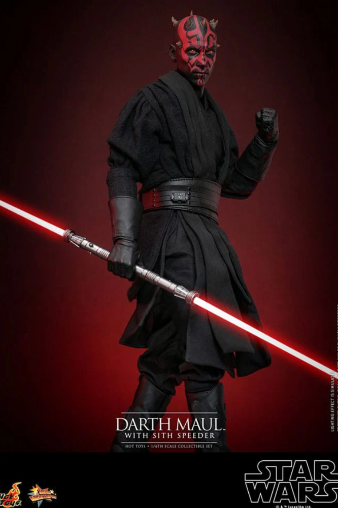 Figura Darth Maul con sable láser y Speeder – Hot Toys Star Wars Episode I