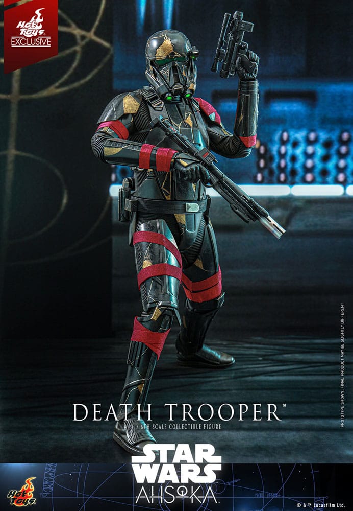 Death Trooper Hot Toys con casco dañado, detalles de armadura y armas – Ahsoka