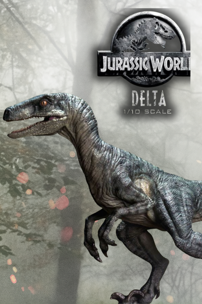 Estatua de Delta de Jurassic World Prime 1 Studio vista frontal.