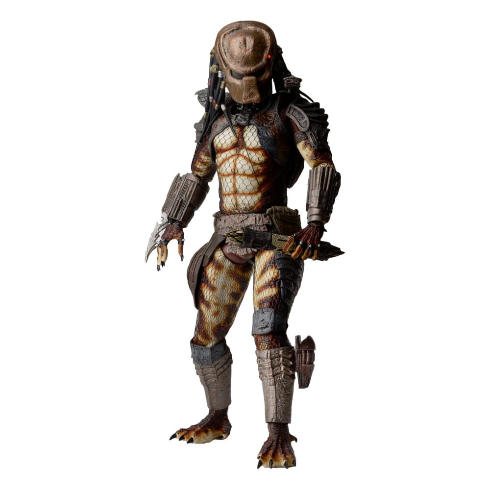 Figura NECA Predator 2 con detalles de armas y armadura.