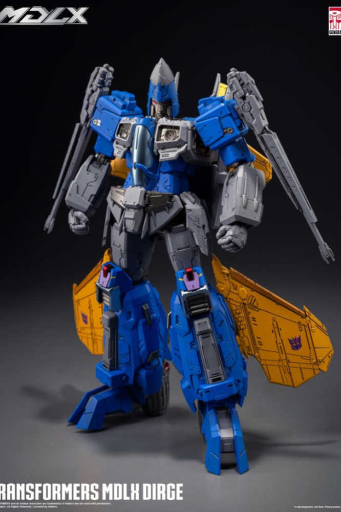 Figura articulada de Dirge MDLX de Transformers, fabricada por Threezero – vista frontal.