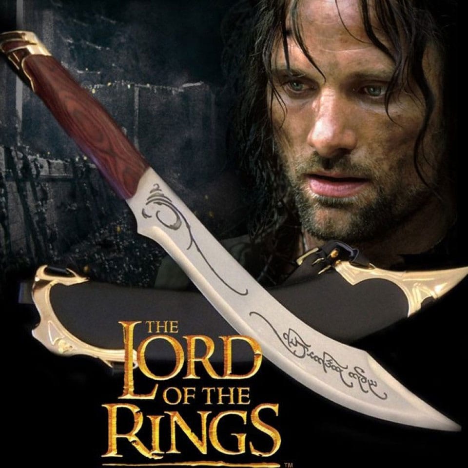 Réplica 1/1 Cuchillo élfico de Aragorn 50 cm con soporte decorativo