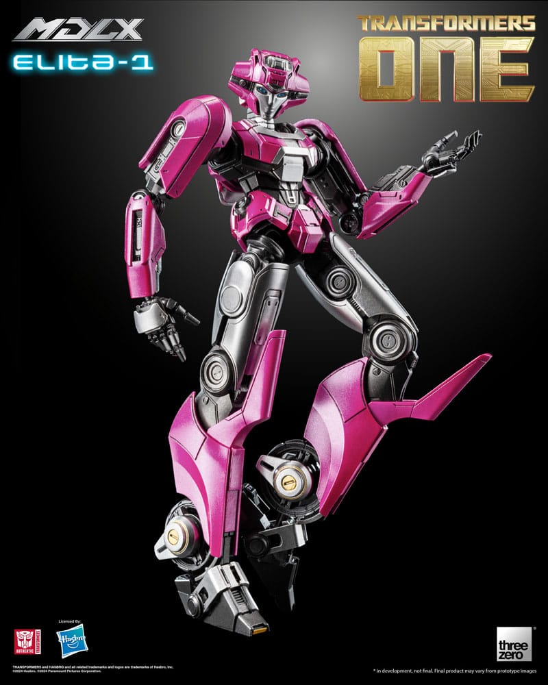 Figura Elita-1 Transformers MDLX en pose dinámica con arma desplegada.