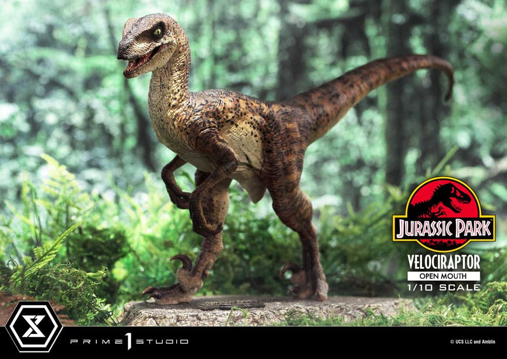 Presentación y caja de la estatua del Velociraptor Jurassic Park 1/10.