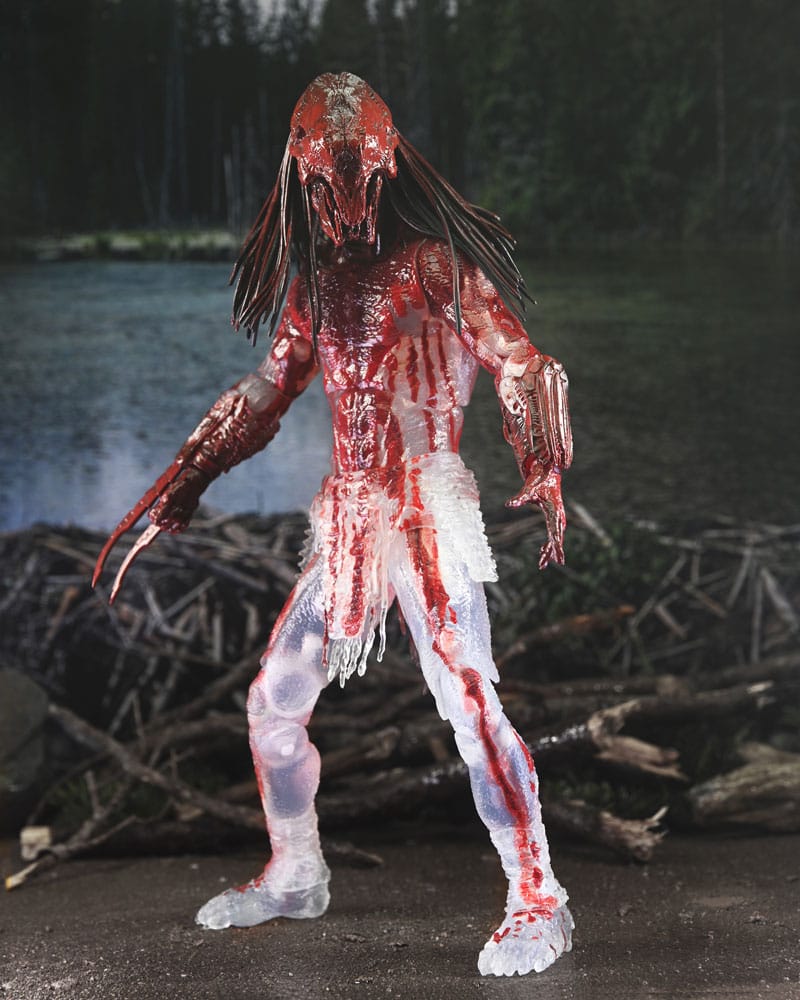 Feral Predator ensangrentado con base de fondo natural, figura articulada.