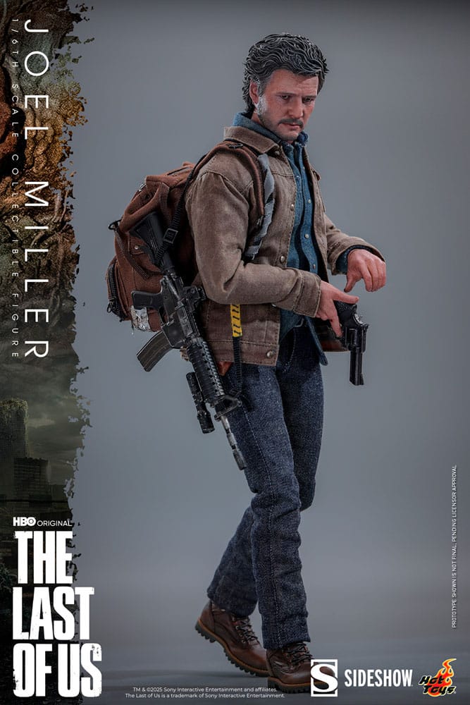 Figura articulada Joel Miller con ropa realista y armas incluidas.
