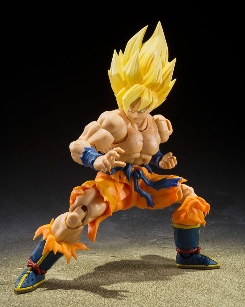Goku Super Saiyan listo para atacar con manos intercambiables