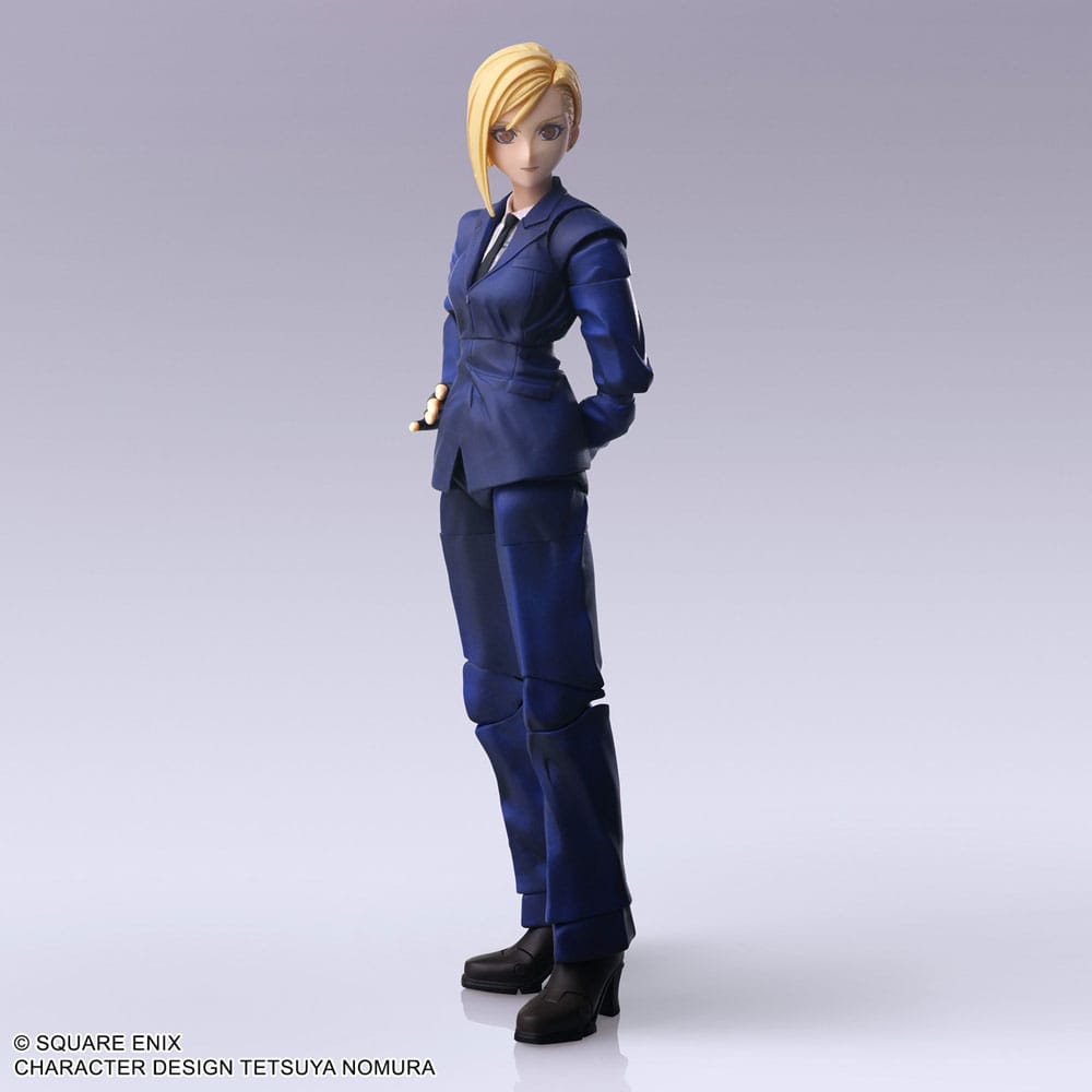 Figura articulada Elena Final Fantasy VII con accesorios y detalles del traje.