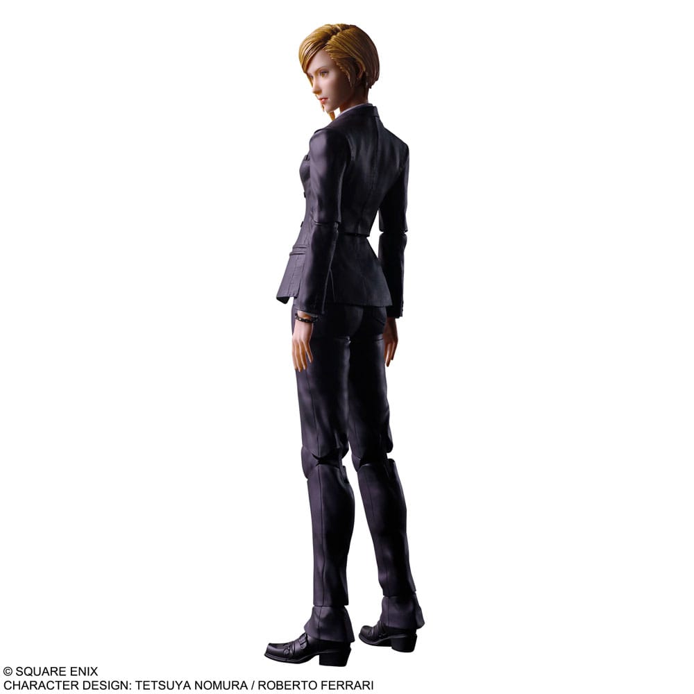 Primer plano de Elena Play Arts Kai Final Fantasy VII Rebirth mostrando detalles del rostro.