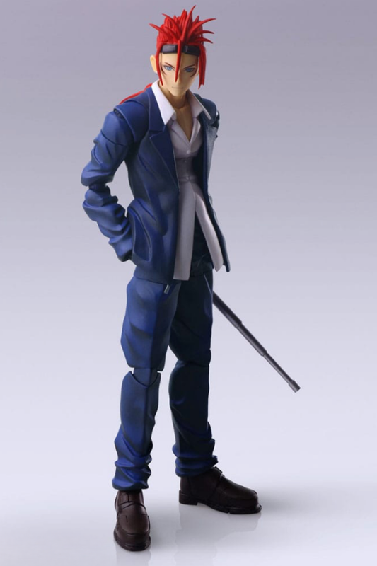 Figura Reno Final Fantasy VII Bring Arts 15 cm con bastón y atuendo original.