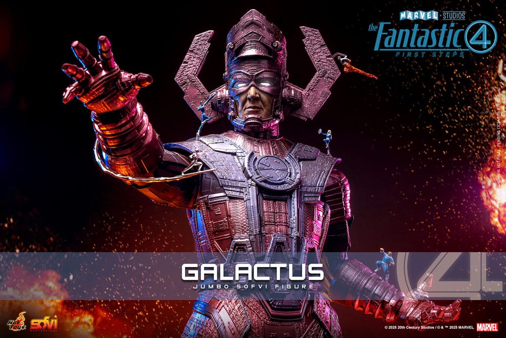 Detalle iluminación LED de Galactus en ojos y pecho – Figura Marvel 70 cm