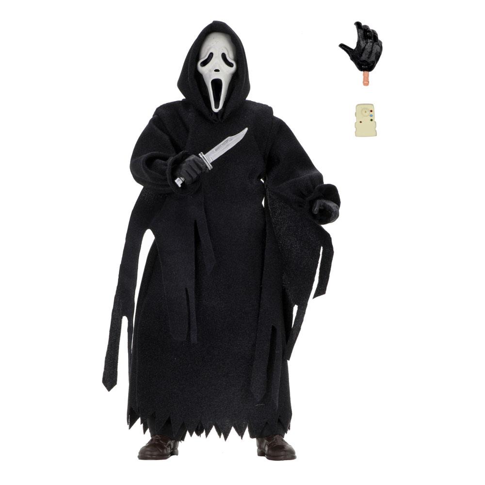 Figura articulada Ghostface NECA Scream con accesorios y cuchillo.