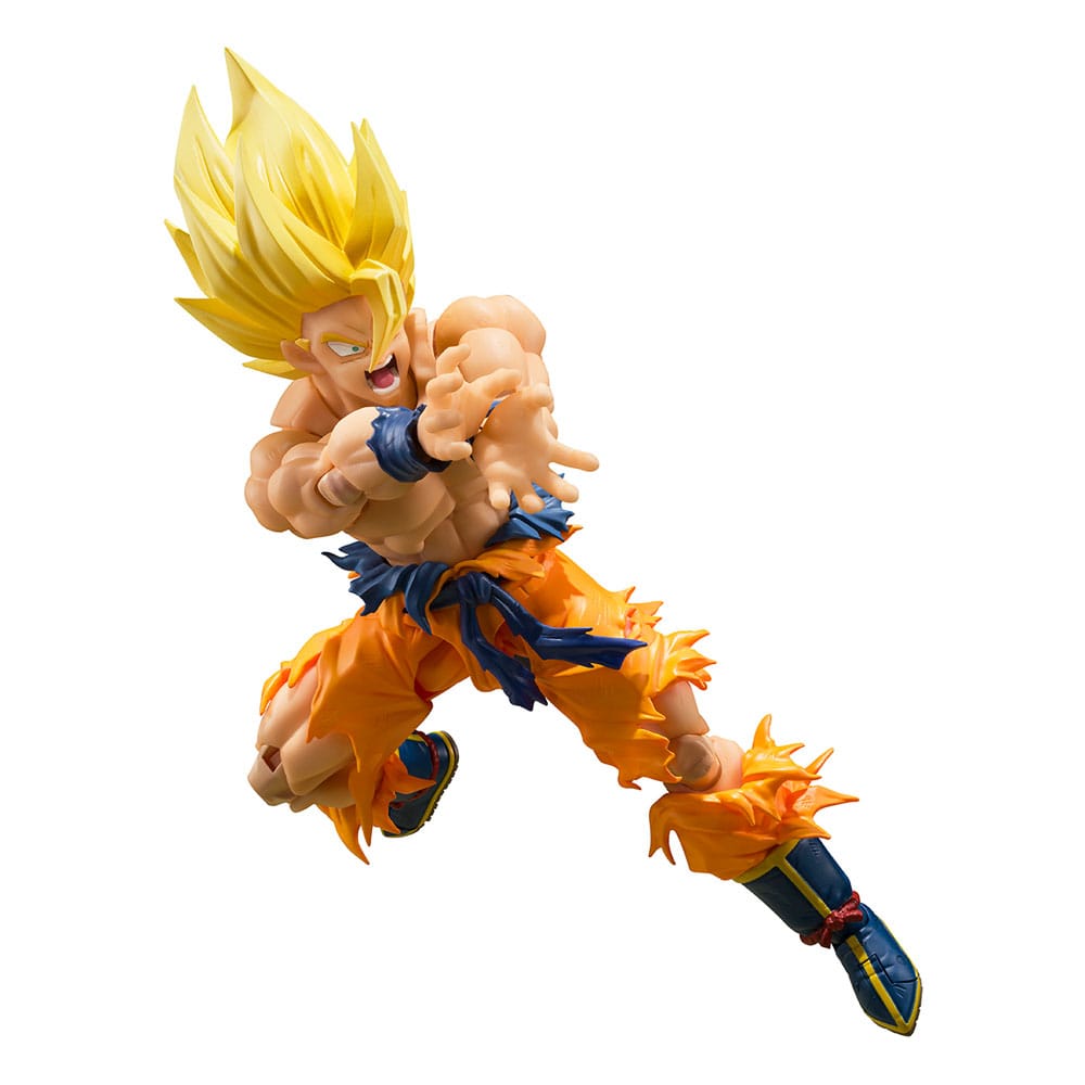Goku en combate con efecto de energía en movimiento