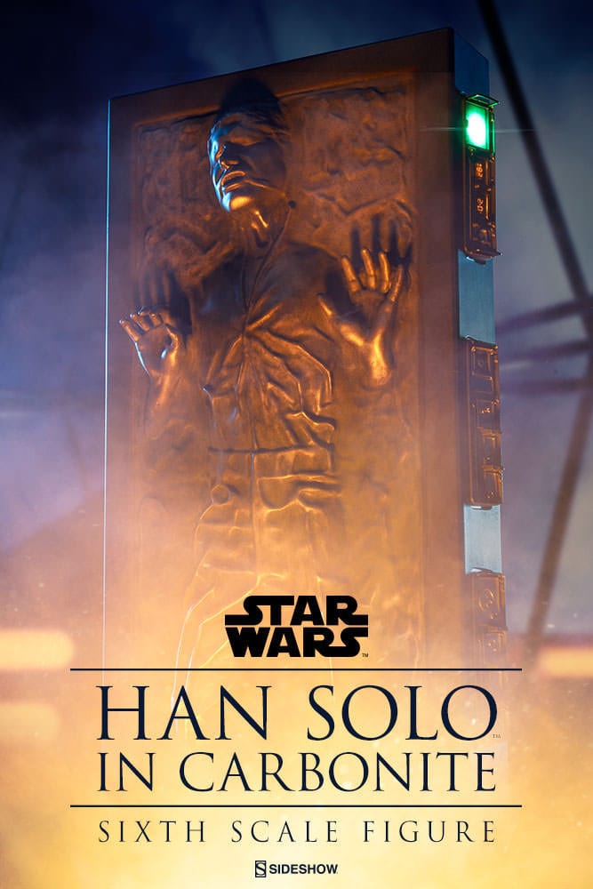 Figura de Han Solo en carbonita iluminada con base, escala 1/6.