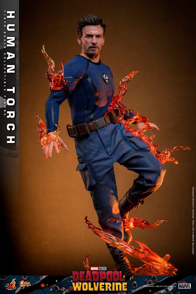 Figura de Human Torch de Hot Toys basada en Deadpool & Wolverine, escala 1/6.
