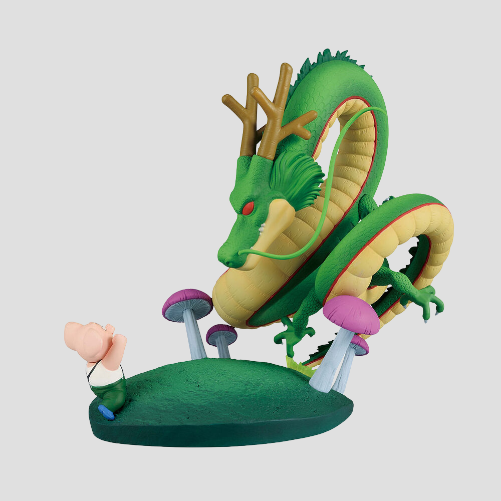 Vista trasera de la figura Ichibansho Oolong & Shenron de 14cm con diseño original.