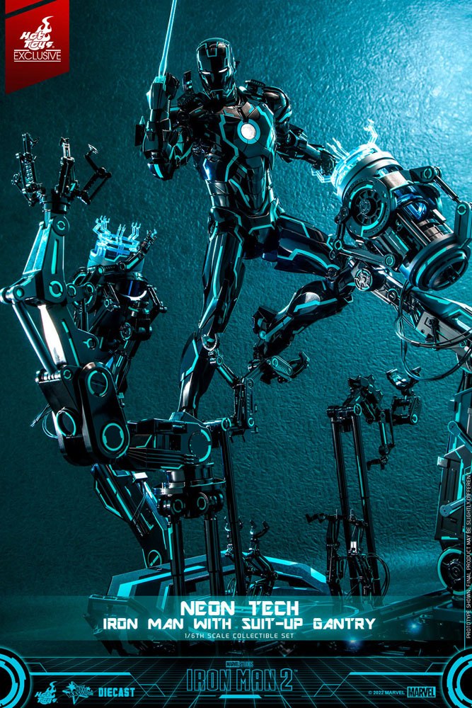 Diorama Suit-Up Gantry con figura Neon Tech Iron Man Hot Toys Iron Man 2