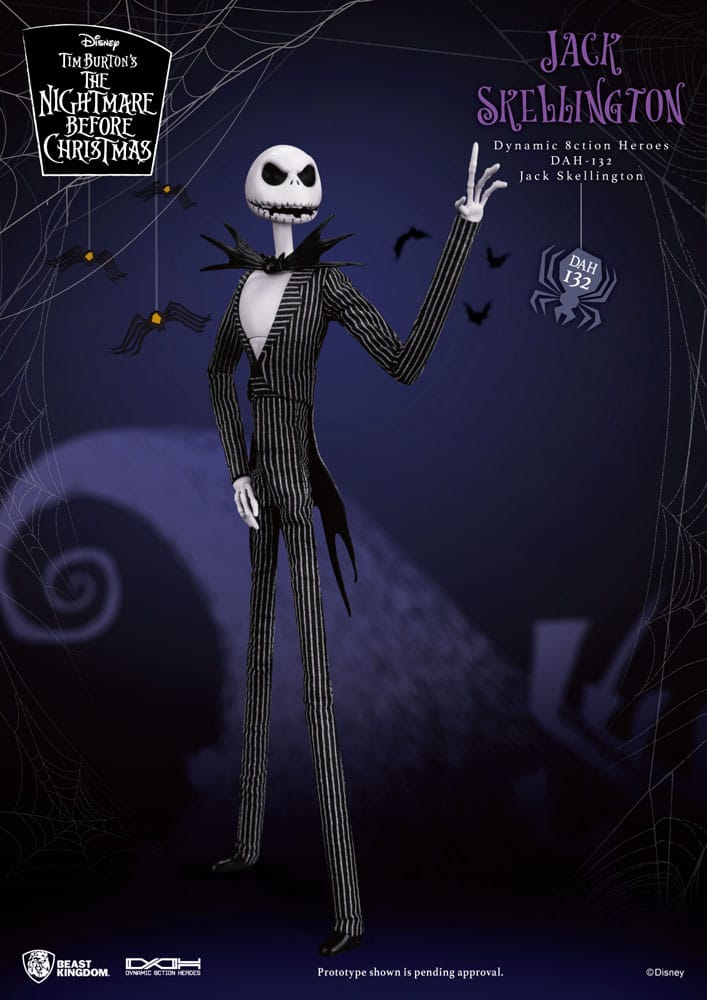 Figura articulada Jack Skellington con traje de rayas y Zero – Beast Kingdom 21 cm