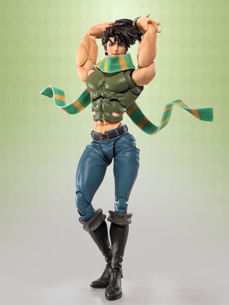 Figura articulada Joseph Joestar de Bandai en pose dinámica con bufanda.