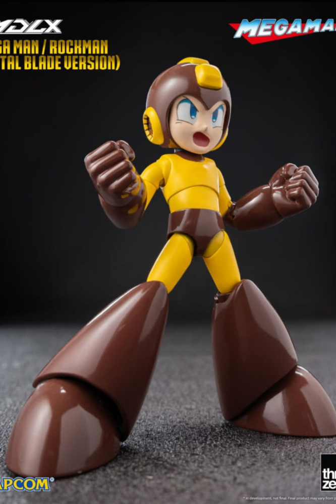 Figura Mega Man MDLX Metal Blade Version de Threezero con pose dinámica