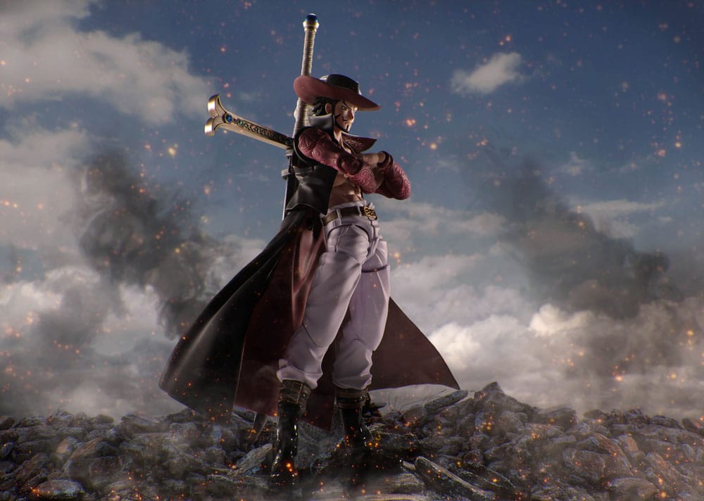 Figura Mihawk One Piece articulada con expresiones faciales intercambiables – Bandai Tamashii Nations