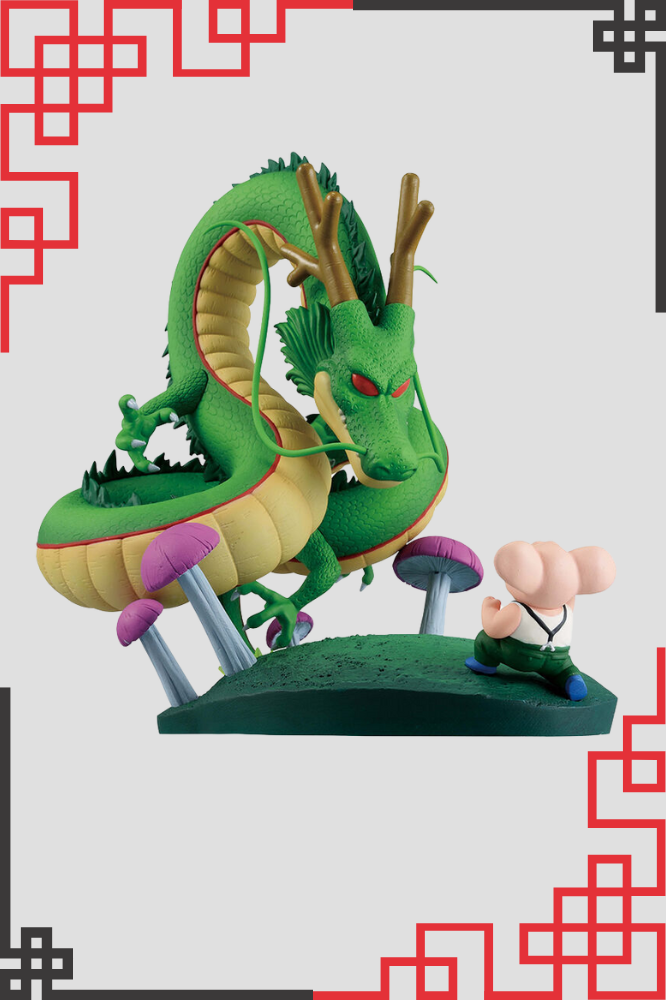 Figura de Oolong pidiendo un deseo a Shenron en escena clásica de Dragon Ball.