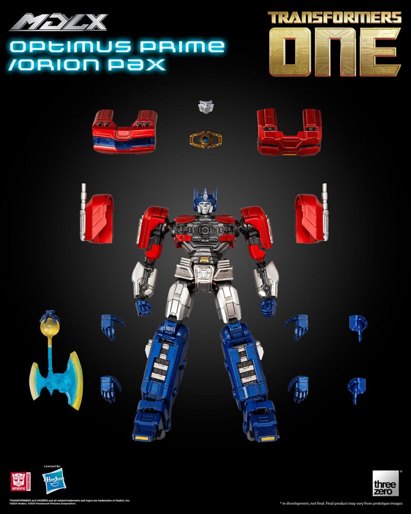 Figura completa de Optimus Prime / Orion Pax MDLX con brazos articulados y pose dinámica
