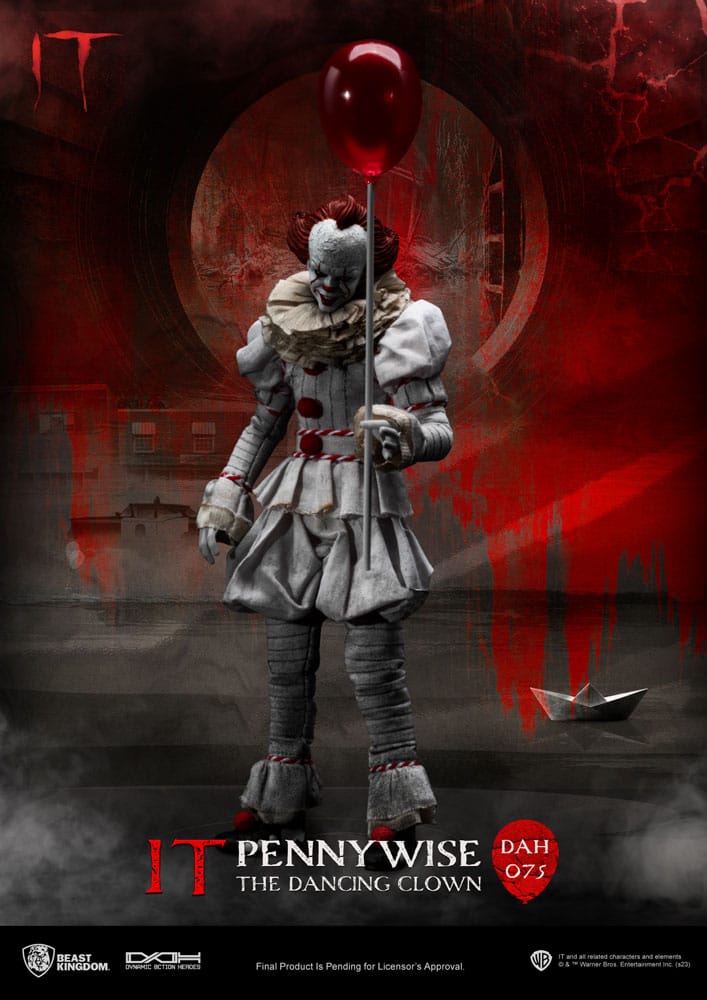 Figura Pennywise con globo rojo y traje clásico – Beast Kingdom 21 cm