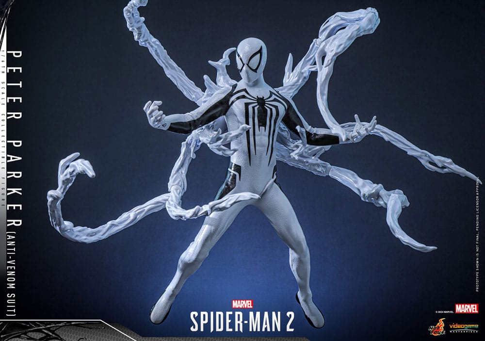 Tentáculos y telarañas de la figura Peter Parker Anti-Venom Suit Hot Toys Spider-Man 2