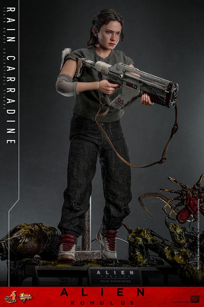 Vista del diorama con restos de xenomorfo incluido en la figura de Rain Carradine.