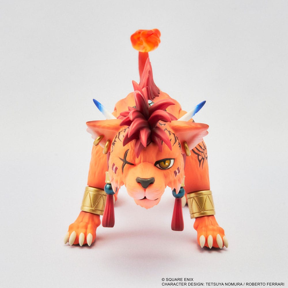Estatua Red XIII Final Fantasy VII Rebirth Adorable Arts 11 cm – Detalle con piezas adicionales sentado o sonriendo.