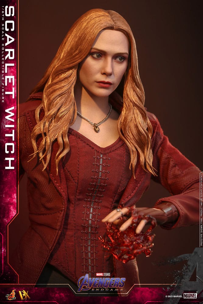 Accesorios y efectos de energía con base LED de la figura Scarlet Witch Hot Toys Avengers Endgame.