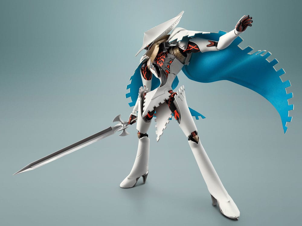 Figura articulada Seeker con armadura blanca y pose dinámica – Bandai.