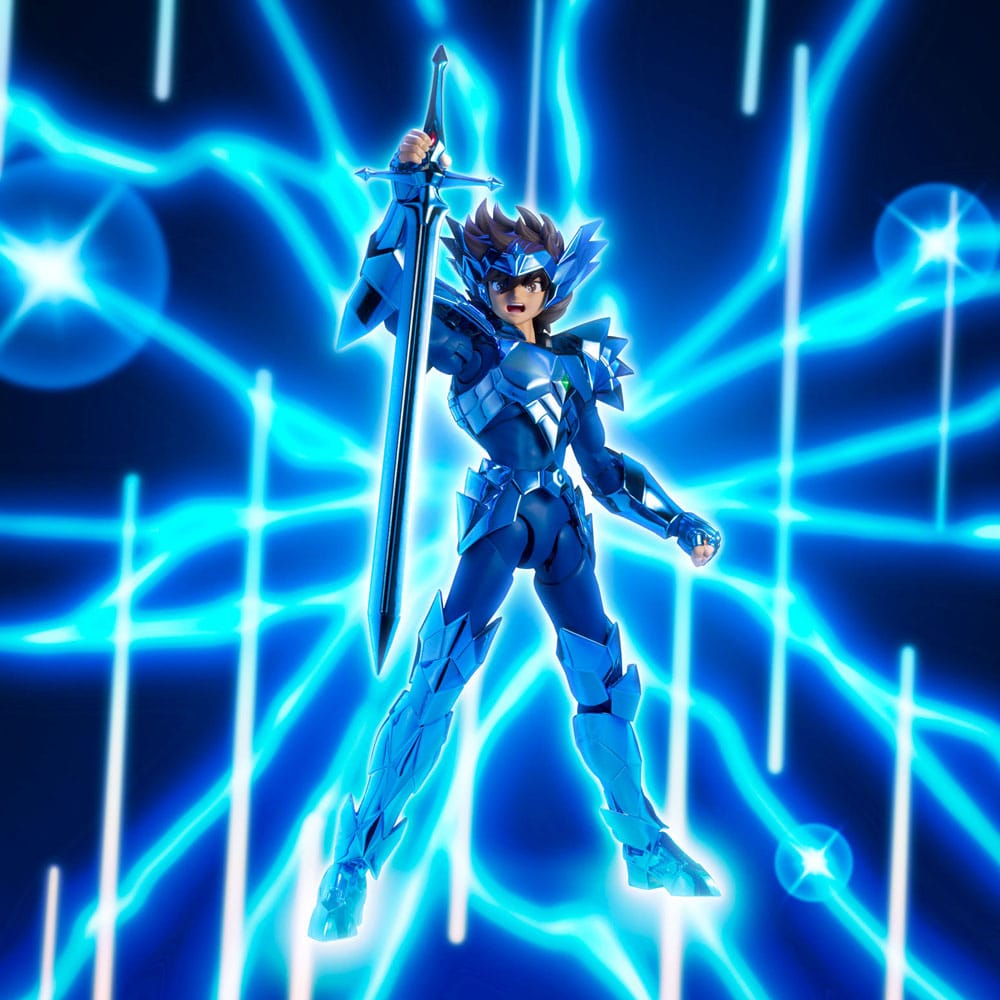 Seiya de Odin con efectos de poder eléctrico y fondo dinámico.
