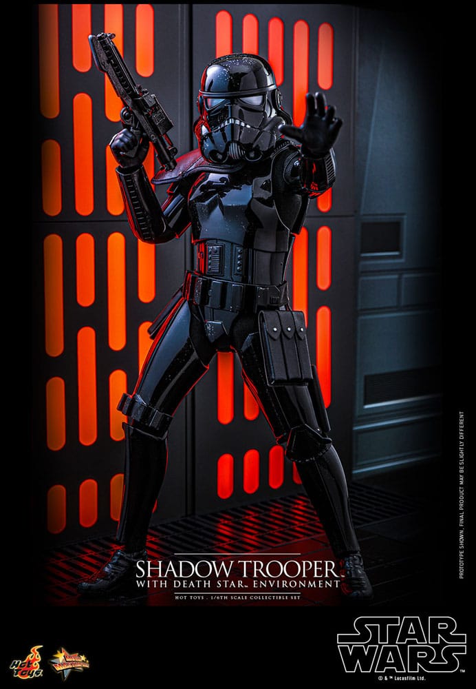 Diorama iluminado LED de la Estrella de la Muerte con Shadow Trooper Hot Toys