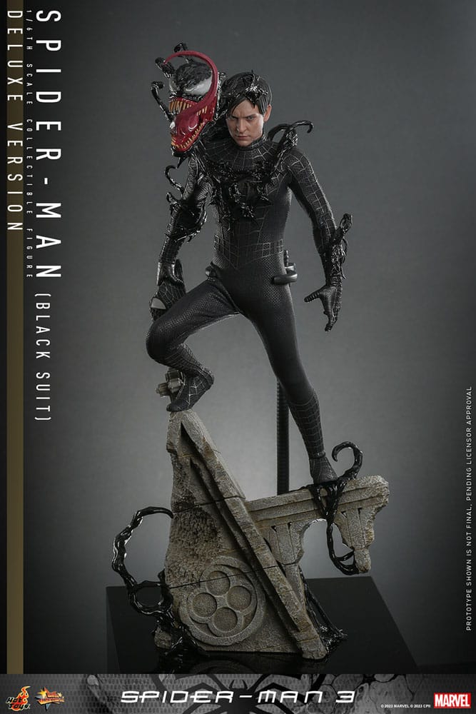 Figura Spider-Man traje negro Hot Toys con base diorama – Versión Deluxe 1/6 Spider-Man 3