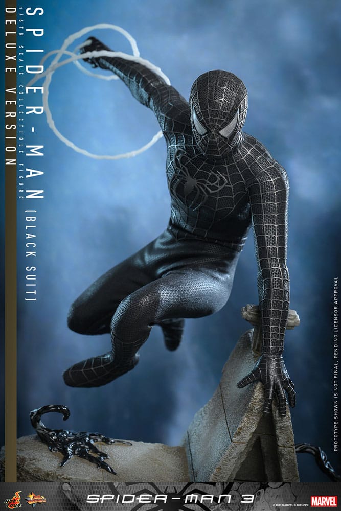 Detalles del traje negro de Spider-Man y accesorios Venom – Hot Toys Spider-Man 3