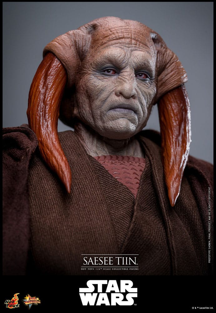Figura 1/6 Hot Toys Saesee Tiin con túnica Jedi y sable encendido
