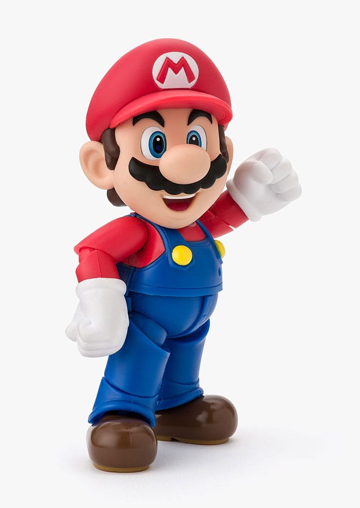 Accesorios incluidos en la figura S.H. Figuarts de Mario: champiñón, moneda, bloque sorpresa y manos intercambiables.