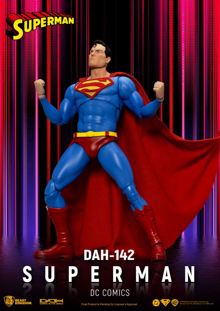 Figura coleccionista Superman DC Comics con base expositora y accesorios